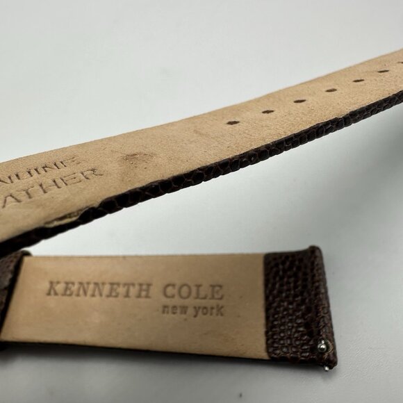 Kenneth Cole Replacement Watch Band 20MM Brown Embossed Leather Silver Buckle - Picture 7 of 9